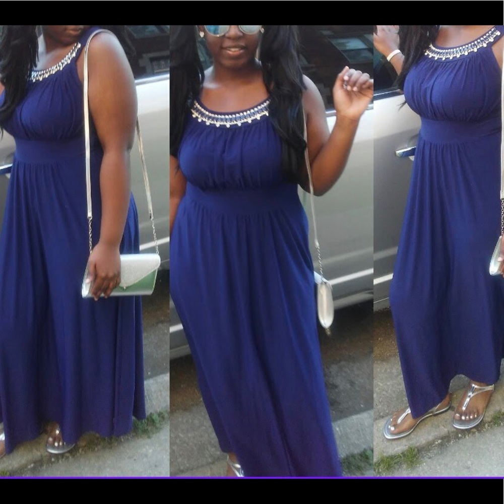 A Navy Blue Long Ball Dress